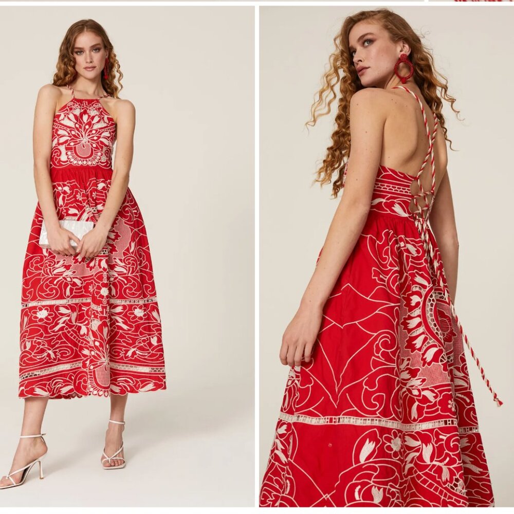 RED Valentino - poplin embroidered dress - US 4